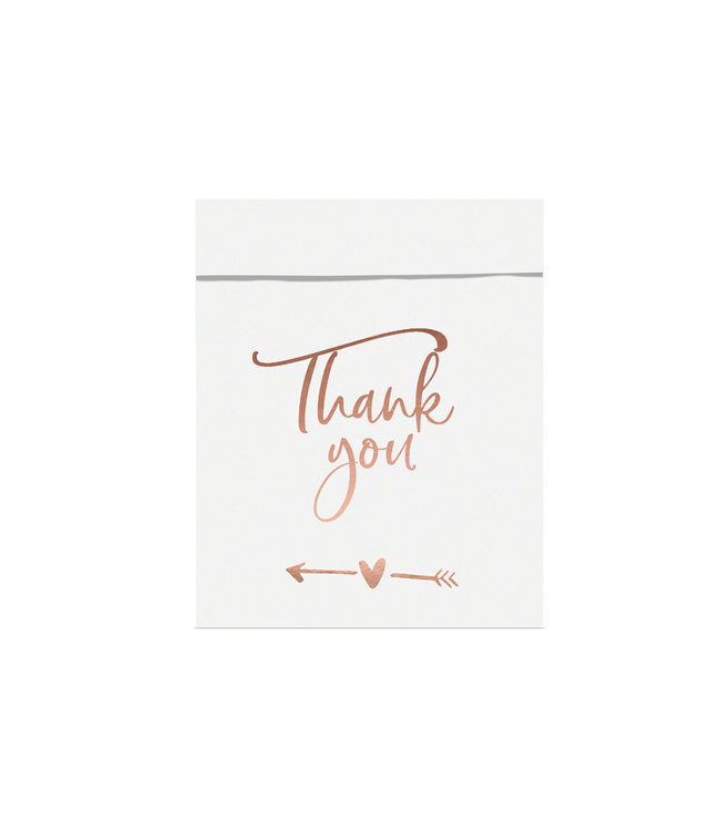 PartyDeco Uitdeelzakjes Thank You - rosegoud - 6 stuks