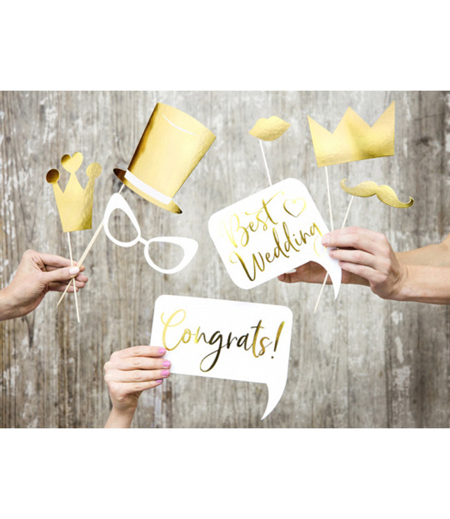 Bruiloft foto props - goud - 10 stuks