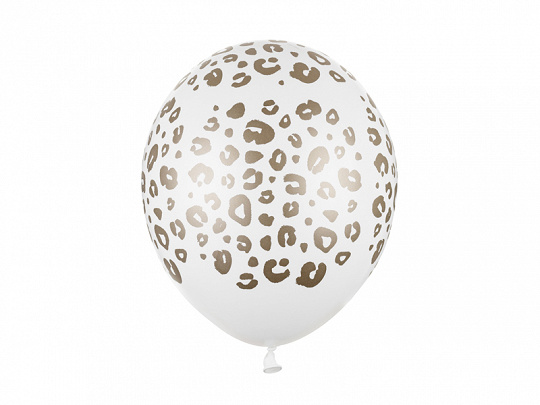 Ballonnen panter wit-goud - zak 50 stuks