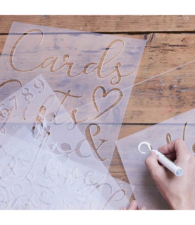 Bruiloft letters & nummer stencils
