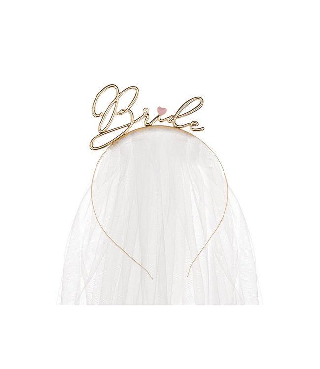 Haarband Bride | Goud metaal met sluier
