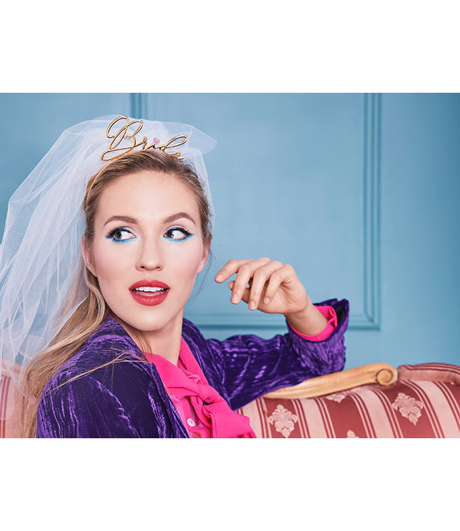 Haarband Bride | Goud metaal met sluier