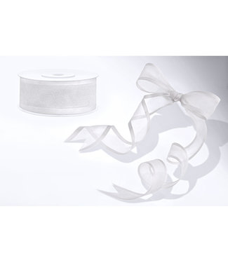 PartyDeco Chiffon lint wit | 25mm x 25 meter