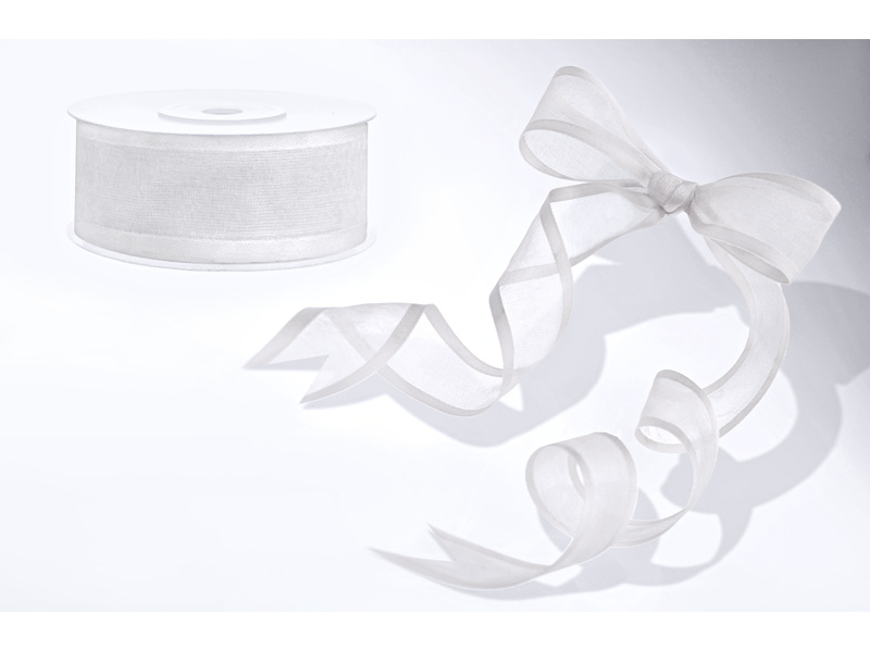 Chiffon lint - wit - 25mm