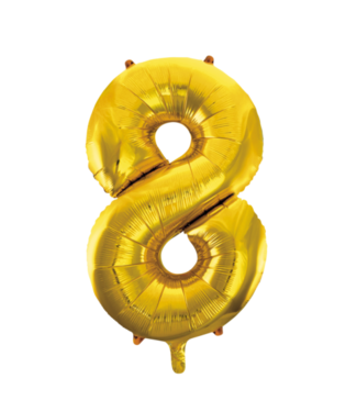 Globos Cijferballon 8 goud | 86 cm