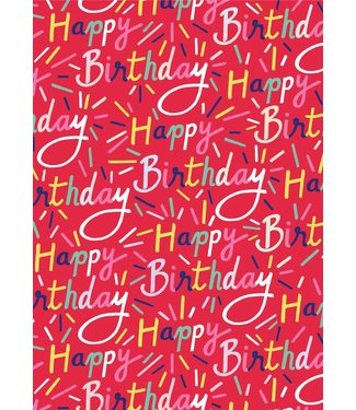 The art of giving Cadeaupapier Happy Birthday - Red holographic