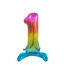 GoDan Regenboog cijferballon 1 | 74 cm - met voetje