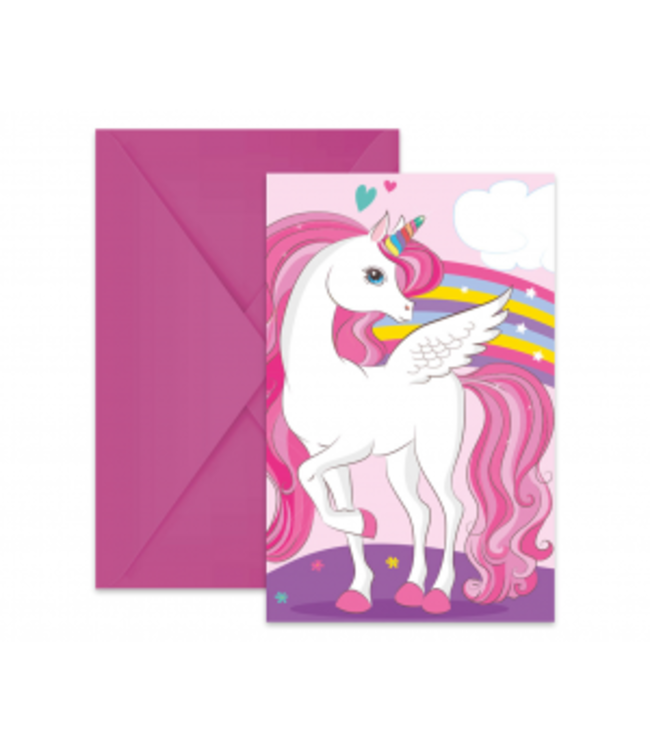 Uitnodigingen Unicorn Roze| 6 stuks