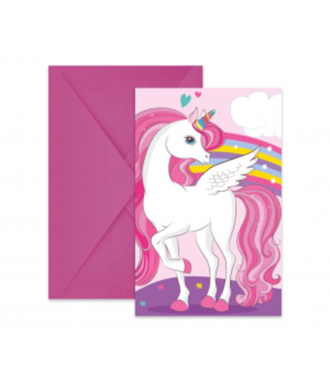 Uitnodigingen Unicorn Roze | 6 stuks