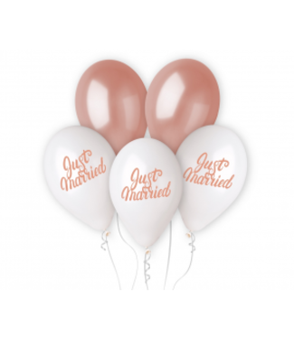 GoDan Just married ballonnenmix - rosegoud/wit 5 stuks