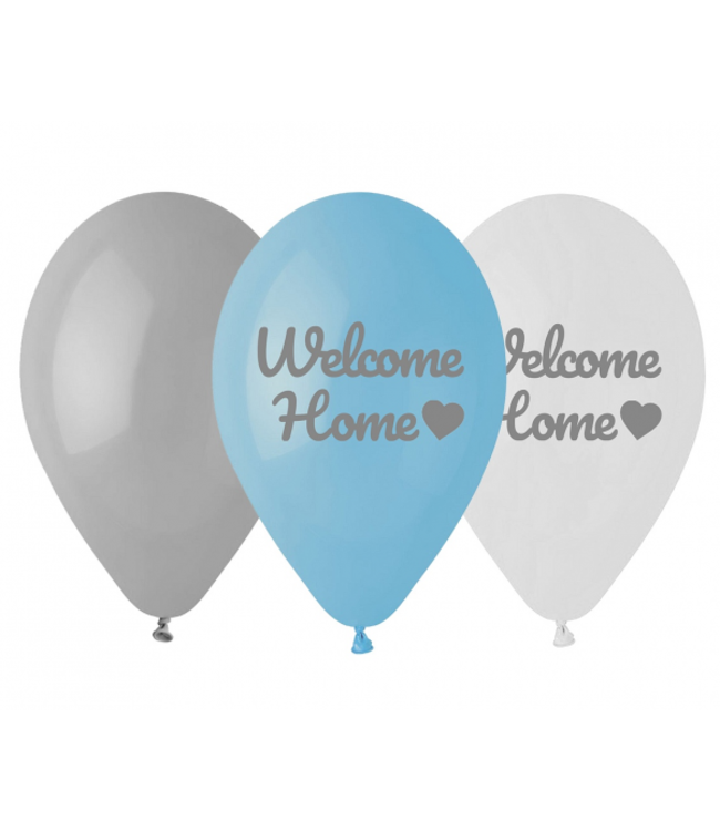 Welcome home ballonnen blauw/grijs - 6 stuks
