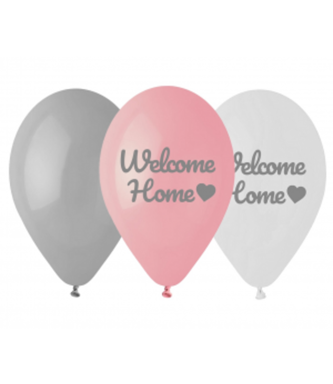 GoDan Welcome home ballonnen roze/grijs - 6 stuks