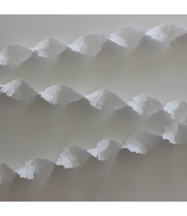 Crepe franjeslinger wit - 6 meter