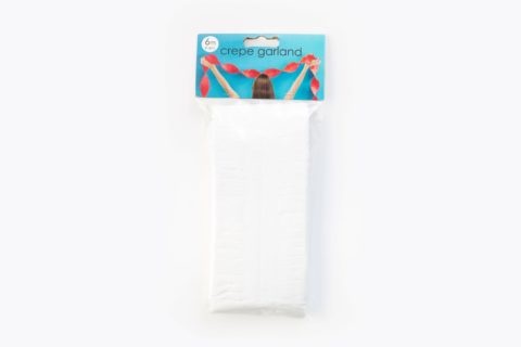 Crepe franjeslinger wit - 6 meter