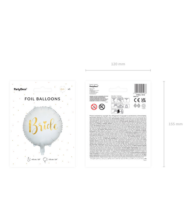 OUTLET Folieballon Bride | 45cm | Wit Goud