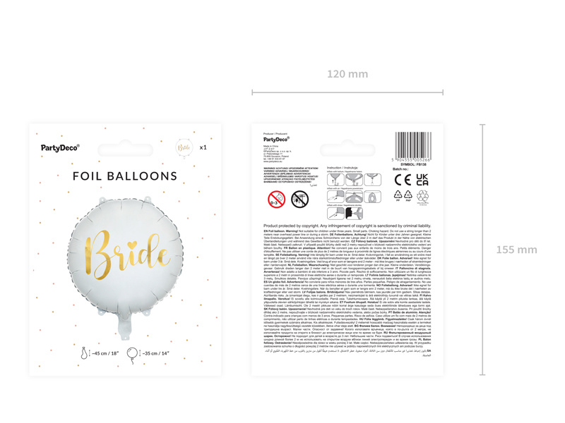 Folie Ballon Bride | 45cm | Wit Goud