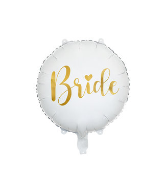 PartyDeco Folie Ballon Bride | 45cm | Wit Goud