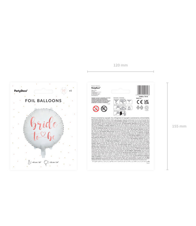 OUTLET Folieballon Bride to be | 45cm | Wit Rosegoud