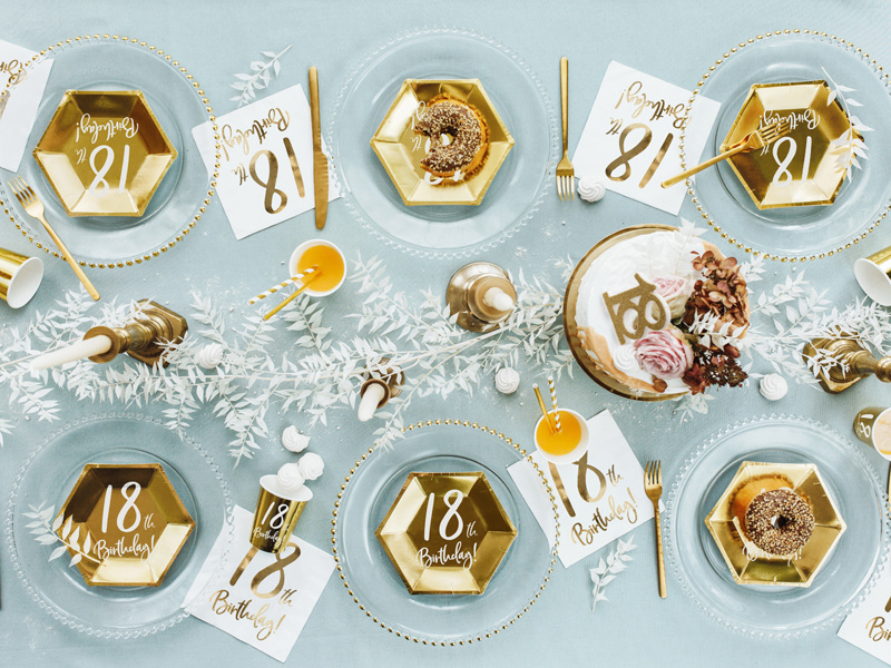 Borden Goud 18th Birthday | 20cm | 6 stuks