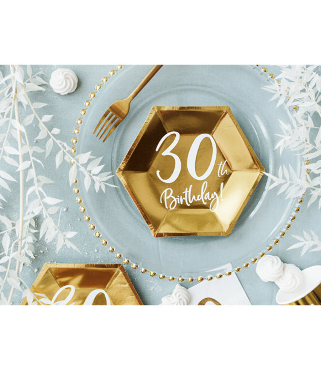 Borden Goud 30th Birthday | 20cm | 6 stuks