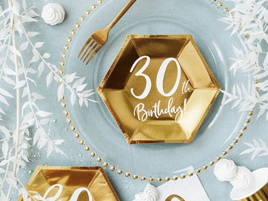 Borden Goud 30th Birthday | 20cm | 6 stuks