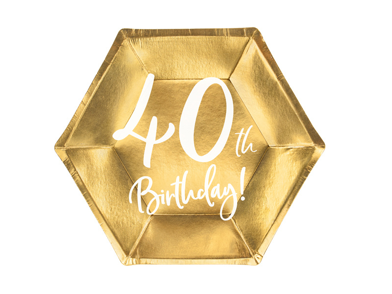 Borden Goud 40th Birthday | 20cm | 6 stuks
