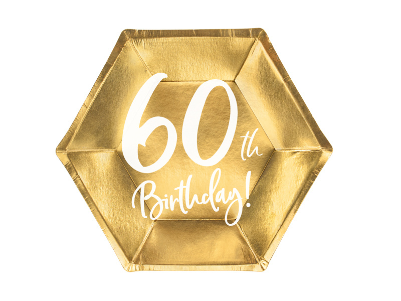 Borden Goud 60th Birthday | 20cm | 6 stuks