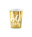 Bekers Goud 60th Birthday | 220ml | 6 stuks