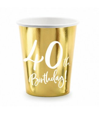 Bekers Goud 40th Birthday | 220ml | 6 stuks