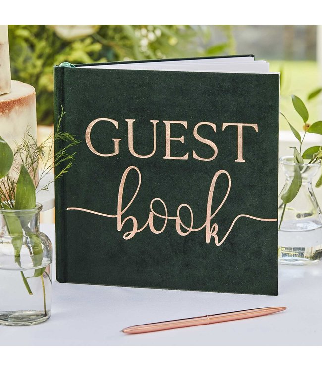 OUTLET Gastenboek velvet groen - 32 pagina's