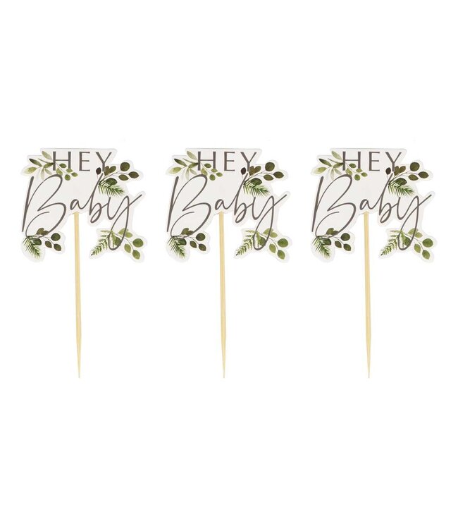 Cupcake toppers Hey Baby | 12 stuks