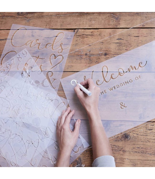 Bruiloft letters & nummer stencils