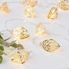 Gouden LED verlichting blaadjes lichtslinger | Goud | 1.5 meter