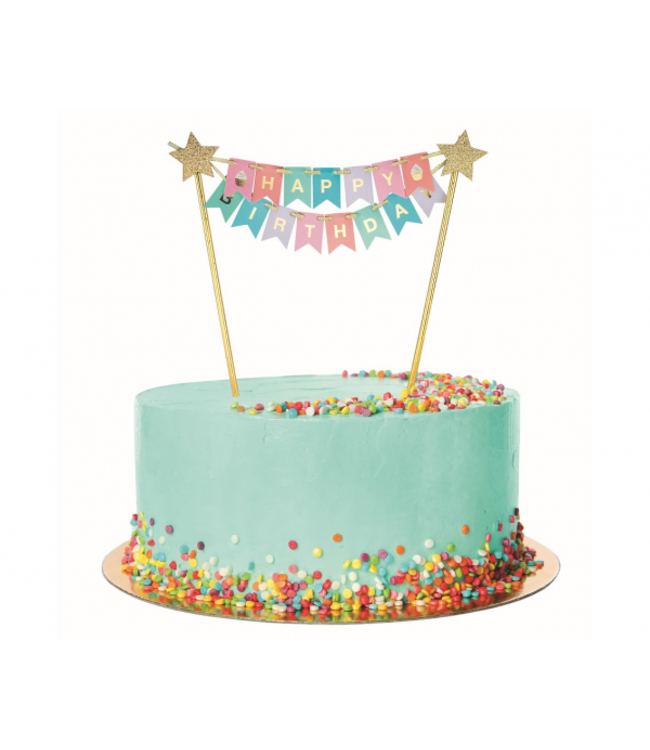 Taarttopper slinger | Happy Birthday pastel