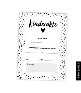 Hippe kaartjes Kinderakte hartjes | zwart wit