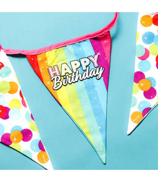 Folat Vlaggenlijn Rainbow Happy Birthday Katoen | 6 meter