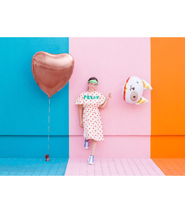 Folieballon hart rosegoud XL - 72x73cm