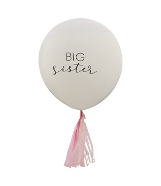 Ginger Ray Big sister reuzeballon met tassels | roze-wit