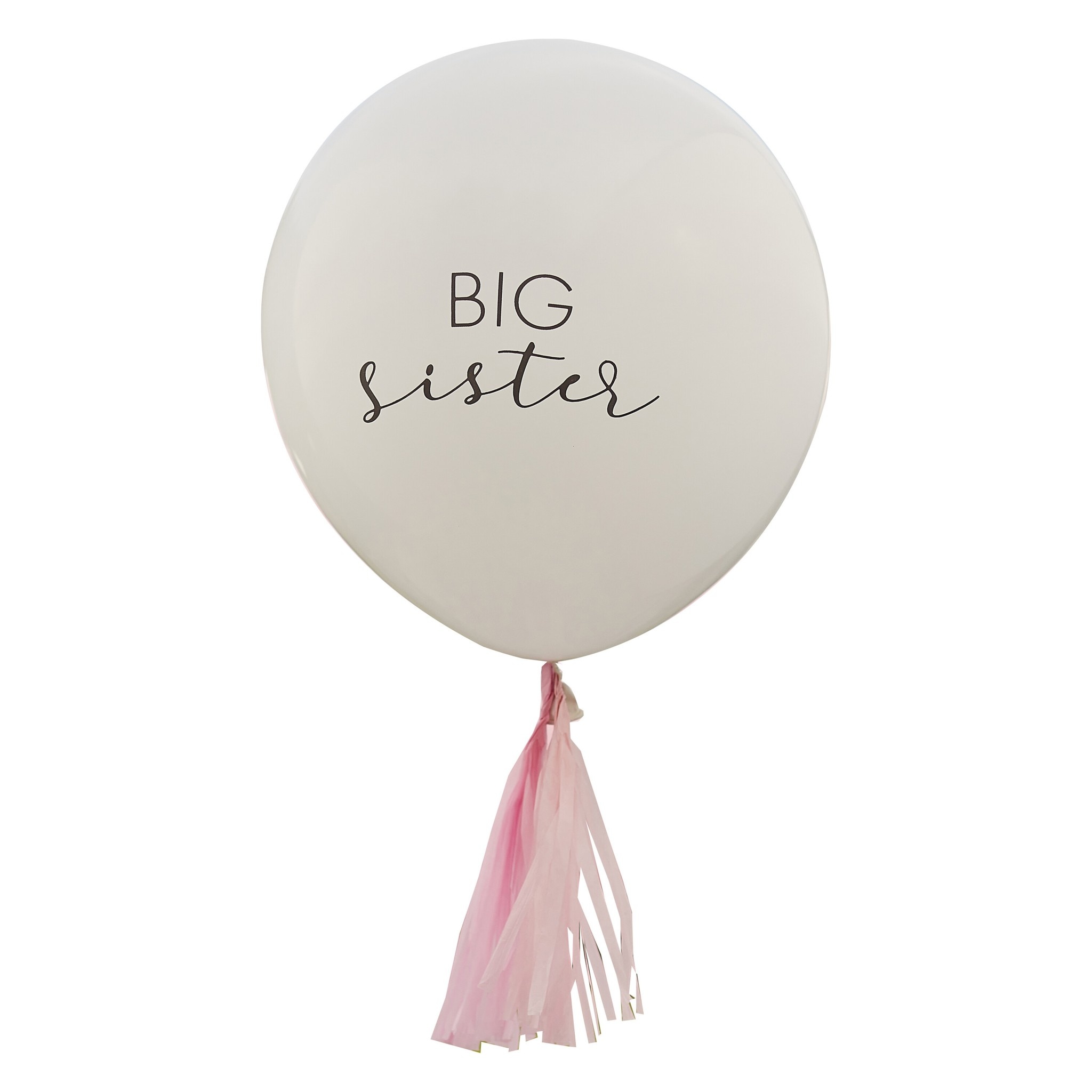 Big sister reuzeballon met tassels | roze-wit