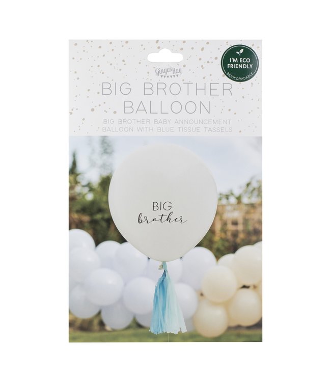 OUTLET Big brother reuzeballon met tassels | blauw-wit