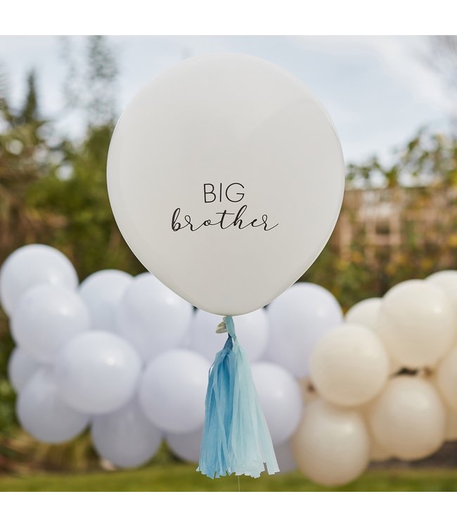 OUTLET Big brother reuzeballon met tassels | blauw-wit