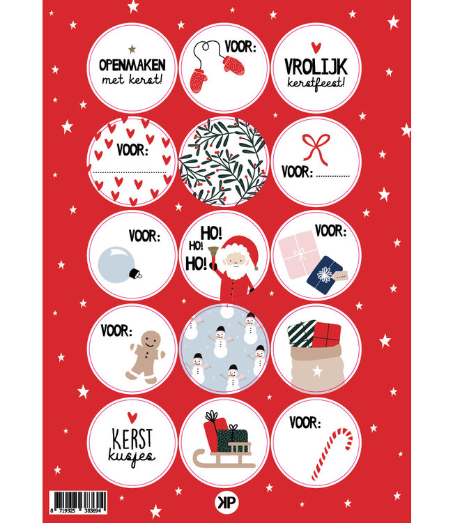 KP Stickervel Kerst rood | 15 stickers