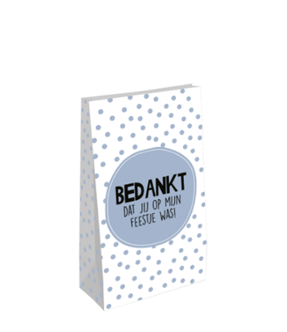 KP 5x Papieren uitdeelzakjes - Bedankt dat jij op mijin feestje was blauw