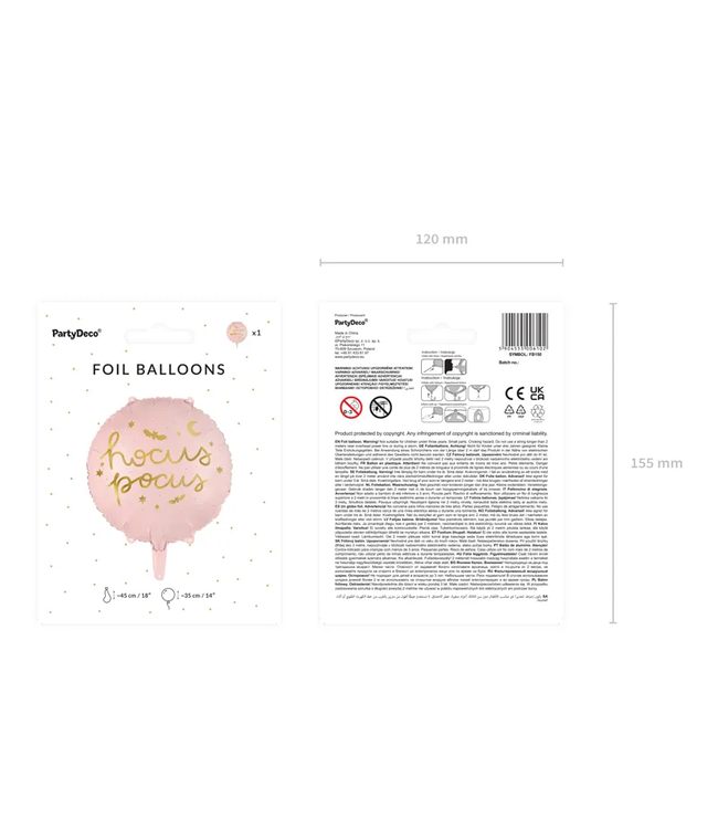 Folieballon Hocus Pocus lichtroze | 45 cm