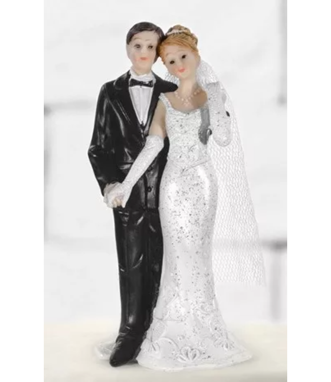 Taarttopper beeldje | Bruidspaar klassiek | 11 cm