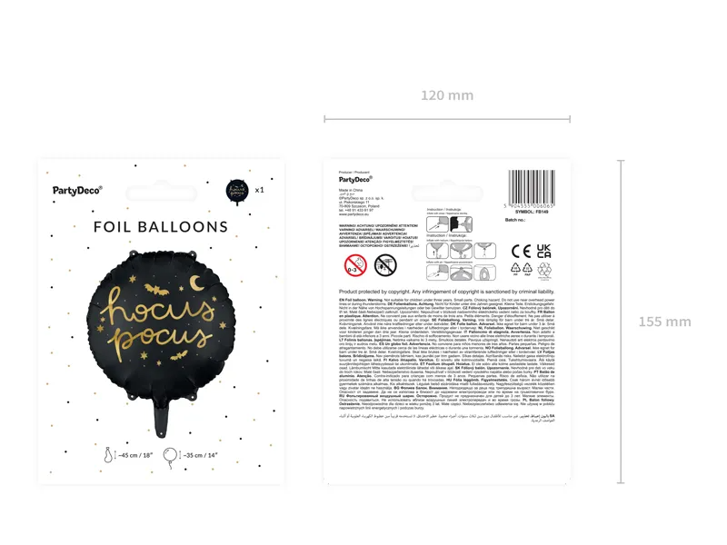 Folieballon Hocus Pocus zwart | 45 cm