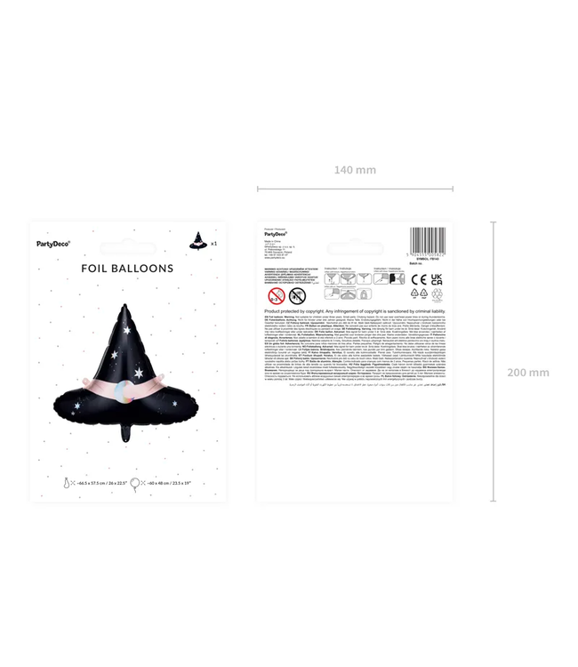 Folieballon heksenhoed | 66,5x57,5 cm