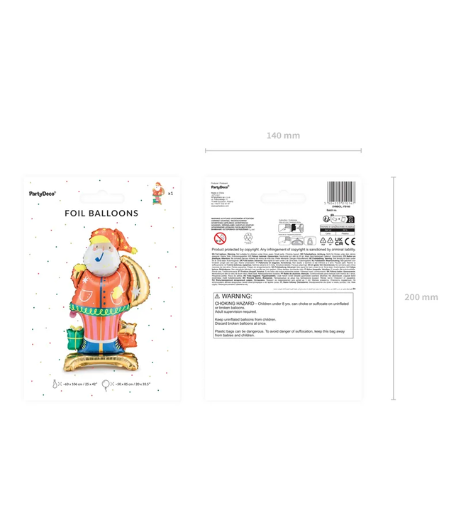 OUTLET Staande folieballon Kerstman - 63x106 cm