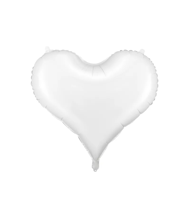 PartyDeco Folieballon hart wit | 75 x 64,5cm