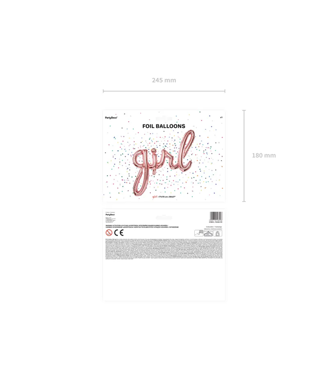 Folieballon Girl rosegoud | 77x70cm